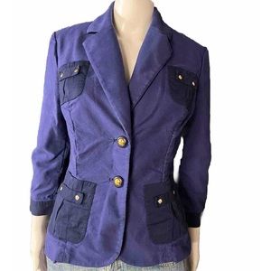 Cabi Blueberry Resort Military Blazer 2 Button Jacket Style #900 Womens Sz 6